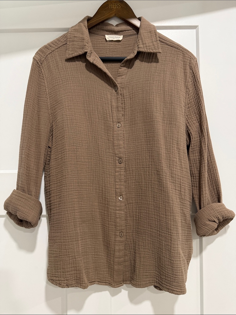 Everyday Cotton Gauze Button-Down Shirt in Taupe